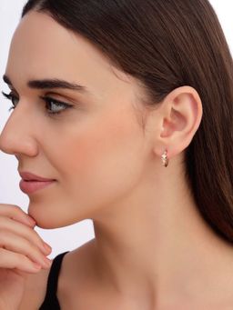 Carlton London - Women 925 Sterling Silver 18K Gold Plated Cz Oval Hoop Earrings