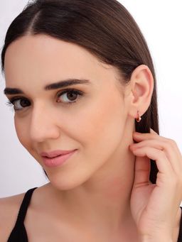 Carlton London - Women 925 Sterling Silver Rose Gold Plated Cz Luxe Sculpted Hoop Earrings
