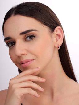 Carlton London - Women 925 Sterling Silver 18K Gold Plated Cz Hoop Earrings