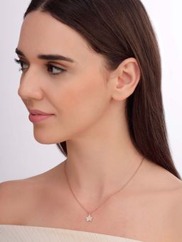 Carlton London - Women 925 Sterling Silver Rose Gold Plated Cz Floral Necklace