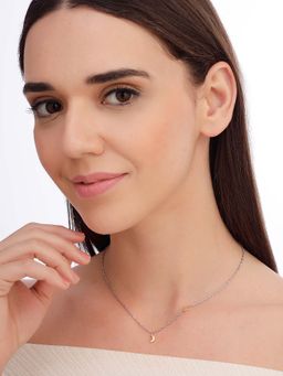 Carlton London - Women 925 Sterling Silver Dual Toned Plated Moon and Star Charm Necklace