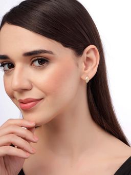Carlton London - Women 18K Gold Plated Cz Bejewelled Oval Stud Earrings