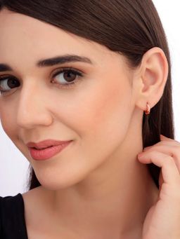 Carlton London - Women Rose Gold Plated Cz Mini Hoop Earrings