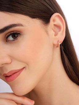 Carlton London - Women Rose Gold Plated Curved Cz Half Hoop Earrings