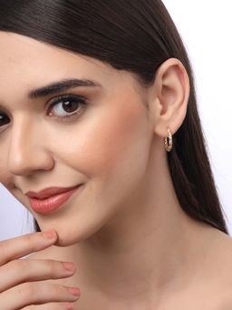 Carlton London - Women 18K Gold Plated Cz Stone Hoop Earrings