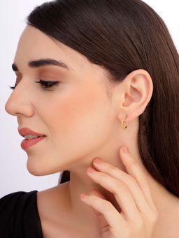 Carlton London - Women 18K Gold Plated Cz Stone Half Hoop Earrings