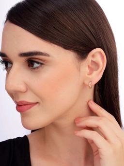 Carlton London - Women 18K Gold Plated Cz Stone Mini Hoop Earrings