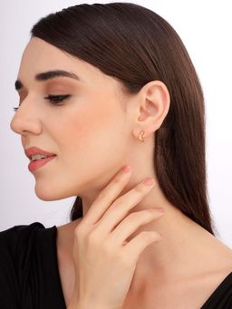 Carlton London - Women 18K Gold Plated Crescent Curve Half Hoop Earrings