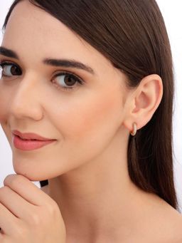 Carlton London - Women 18K Gold Plated Cz Stone Half Hoop Earrings