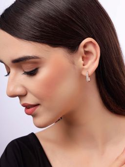 Carlton London - Women Rose Gold Plated Cz Square Hoop Earrings