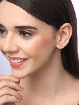 Carlton London - Women 18K Gold Plated Cz Dangling Star and Crescent Drop Earrings