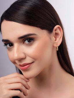 Carlton London - Women 18K Gold Plated Square Half Hoop Earrings