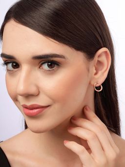 Carlton London - Women Rose Gold Plated Contemporary Hoop Earrings