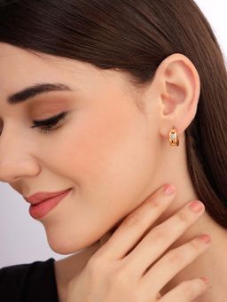 Carlton London - Women 18K Gold Plated Cz Stone Circular Hoop Earrings