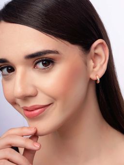 Carlton London - Women Rose Gold Plated Cz Modern Arc Half Hoop Earrings
