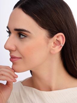 Carlton London - Women Rhodium Plated Cz Stone Ear Cuff