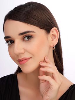 Carlton London - Women 18K Gold Plated Cz Stone Hoop Earrings