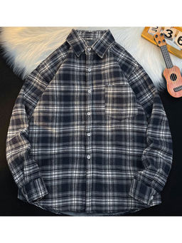 MISS MOSA BY AKANKSHA - Ariane Fleece Oversized Woolen Shirt Blue