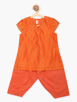 Fabindia - Girls Orange Printed Kurta Set