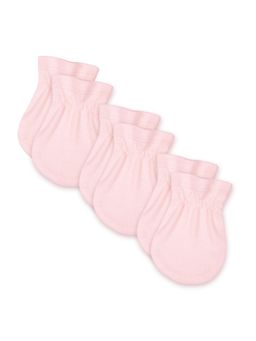 NINTARA BABY - Organic Pink Solid Cotton Mittens (Pack Of 3)
