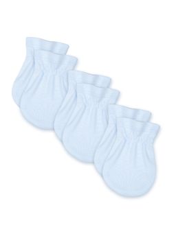 NINTARA BABY - Organic Blue Solid Cotton Mittens (Pack Of 3)