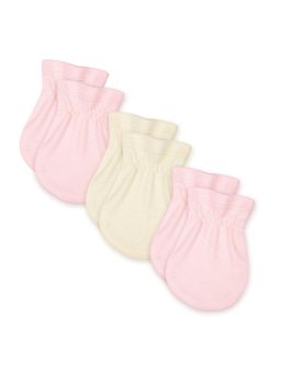 NINTARA BABY - Organic Multi-Color Solid Cotton Mittens (Pack Of 3)