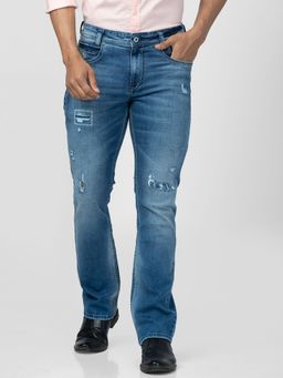 Spykar - Men Mid Blue Cotton Comfort Fit Regular Length Jeans (Rafter)