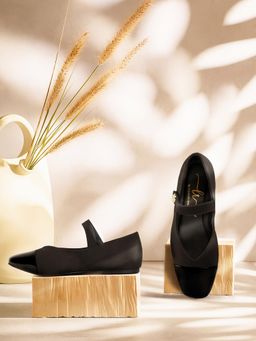 London Rag - Square Toe Mary Jane Ballerinas - Black