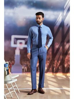 Philocaly - Men's Daly Blue Cotton Blend Regular Fit Shirt