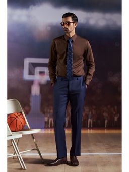 Philocaly - Men's Nelson Brown Cotton Regular Fit Shirt