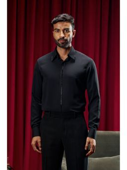 Philocaly - Men's Meirelles Black Cotton Blend Regular Fit Shirt