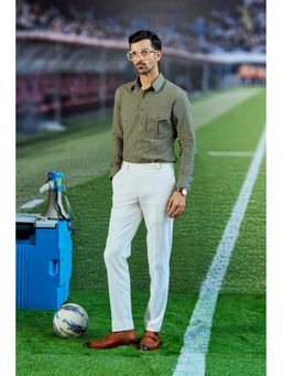 Philocaly - Men's Myers Olive Cotton Regular Fit Shirt