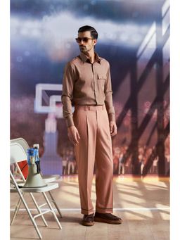 Philocaly - Men's Malone Brown Cotton Regular Fit Shirt