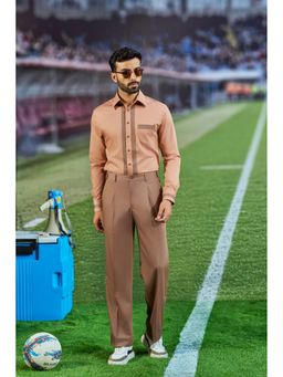 Philocaly - Men's Hoddle Peach Cotton Regular Fit Shirt