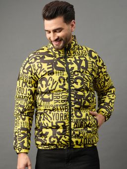Club York - Men Yellow Full Sleeve Printed High Neck Jacket