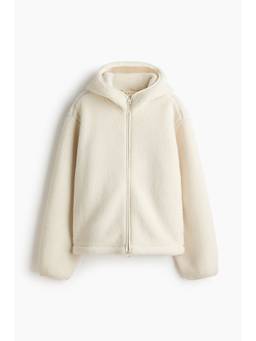 H&M - Women White Loose Fit Hooded Teddy Sports Jacket