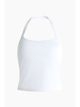 H&M - Women White Halter Neck Sports Vest Top With Soft Move