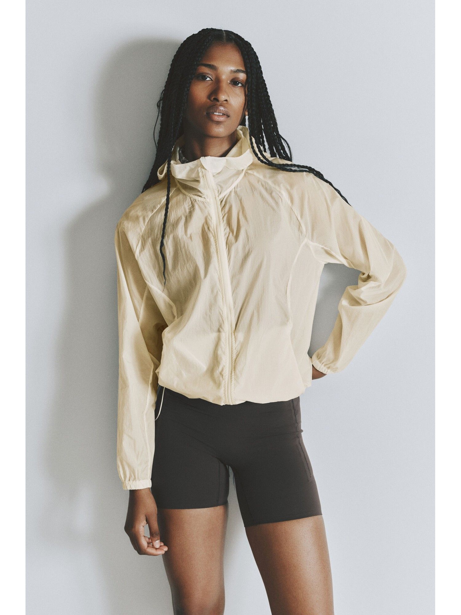 h&m Women White Water-Repellent Running Jacket-picture-20