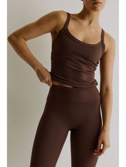 H&M - Women Brown Integral-Bra Sports Vest Top With Soft Move