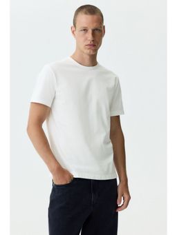 H&M - Men White Regular Fit Cotton T-Shirt