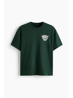 H&M - Men Green Relaxed Fit Printed T-Shirt
