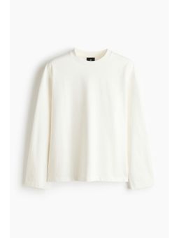 H&M - Men White Relaxed Fit Boxy Long-Sleeved T-Shirt