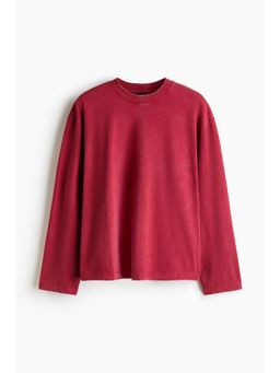 H&M - Men Red Relaxed Fit Boxy Long-Sleeved T-Shirt