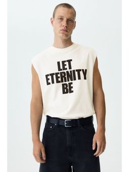 H&M - Men White Relaxed Fit Printed Cotton Vest Top
