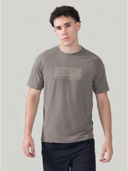 Technosport - Men Typography Printed Slim Fit Round Neck Sports T-shirt with COTFLEX