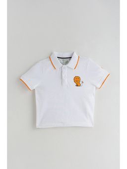 One Friday - White Solid Polo T-Shirt
