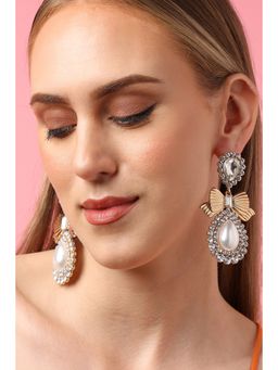 Sohi - Gold Plated Party White Pearls Drop Earrings for Women