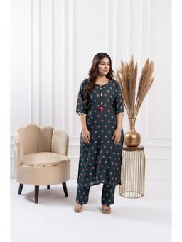 FLAMINGO THE LABEL - Womens Printed Black Kurta with Pant (Set of 2)