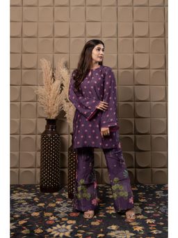 FLAMINGO THE LABEL - Womens Floral Purple Kurta with Pant (Set of 2)