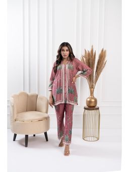 FLAMINGO THE LABEL - Womens Floral Pink Shirt with Pant (Set of 2)